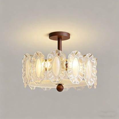 French-style Glass Ceiling Lamp for Living Room