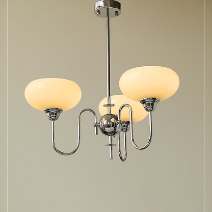 Modern Silver Gooseneck Globe Chandelier - Chrome Mid-Century Pendant