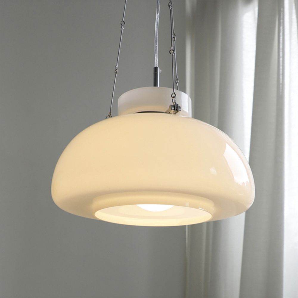 Mid-Century Modern Bauhaus Dome Glass Pendant Light 