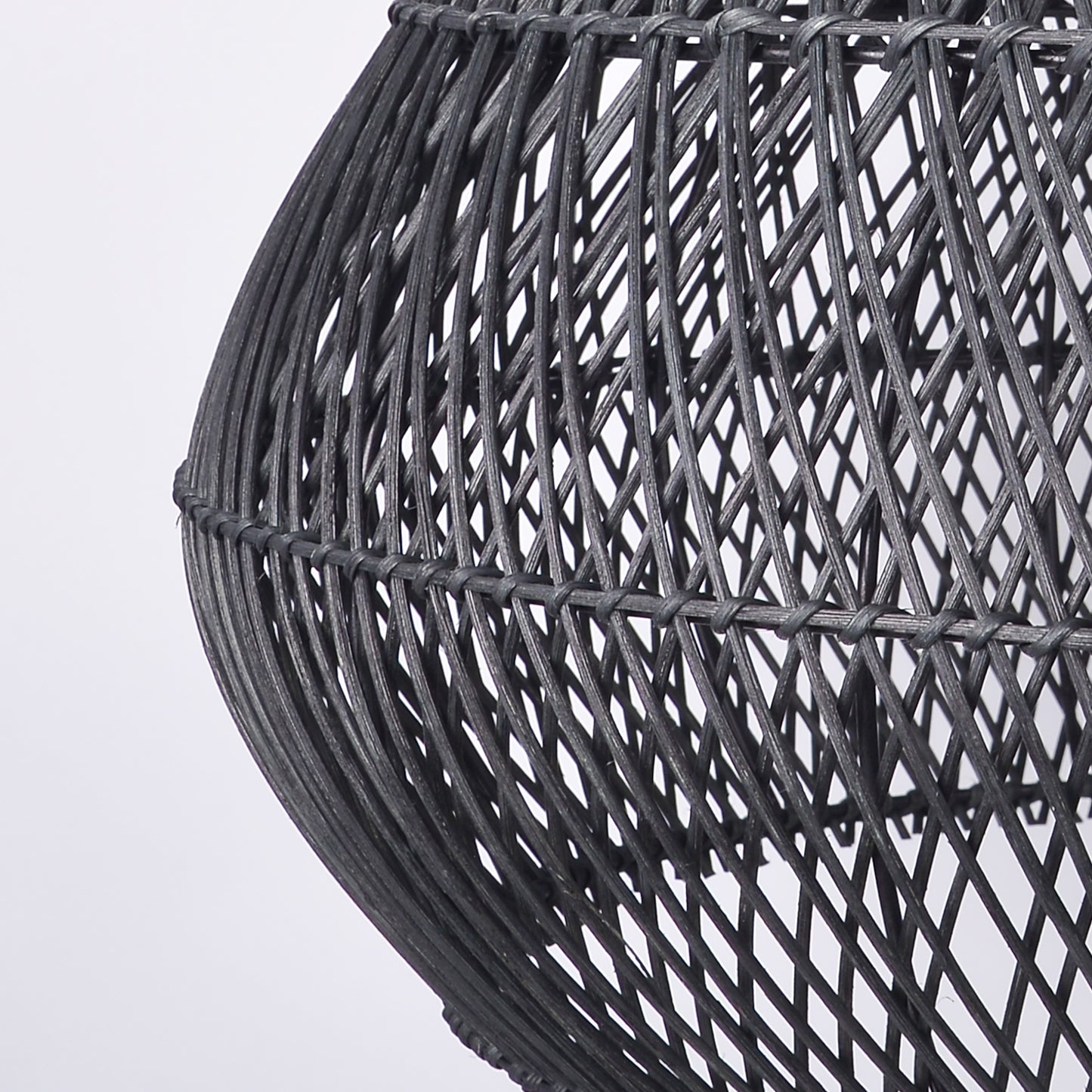 Modern Matte Black Rattan Pendant Light - Industrial Teardrop Chandelier