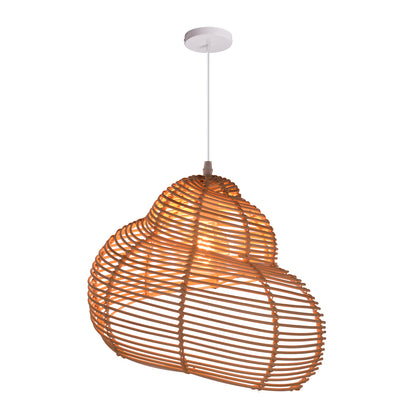 Modern Woven Rattan Ribbon Pendant Light - Japandi Abstract Swirl Lamp