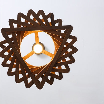 Modern Spiral Wood Triangle Pendant Light - Nordic Helical Chandelier