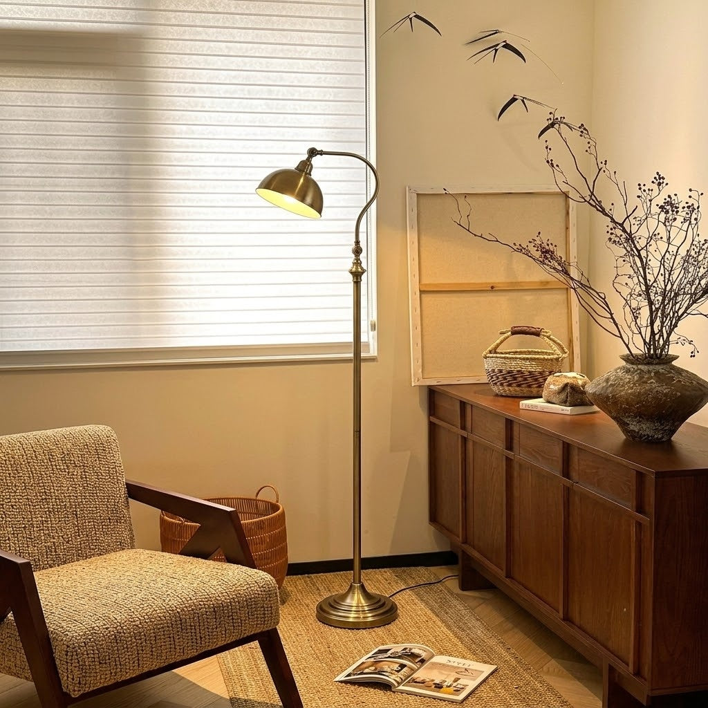 Vintage Adjustable Metal Floor Lamp – Industrial Reading Lamp