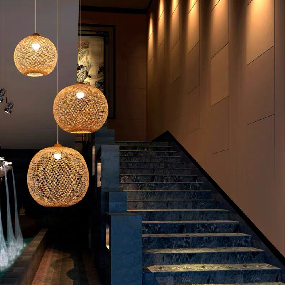 Natural Bamboo Hand-Woven Pendant Light