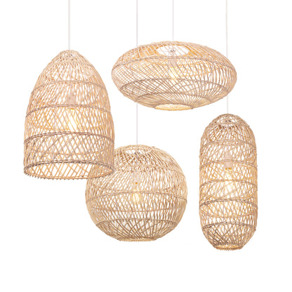 Basket Rattan Woven Lantern Chandelier Pendant Lamp Shade