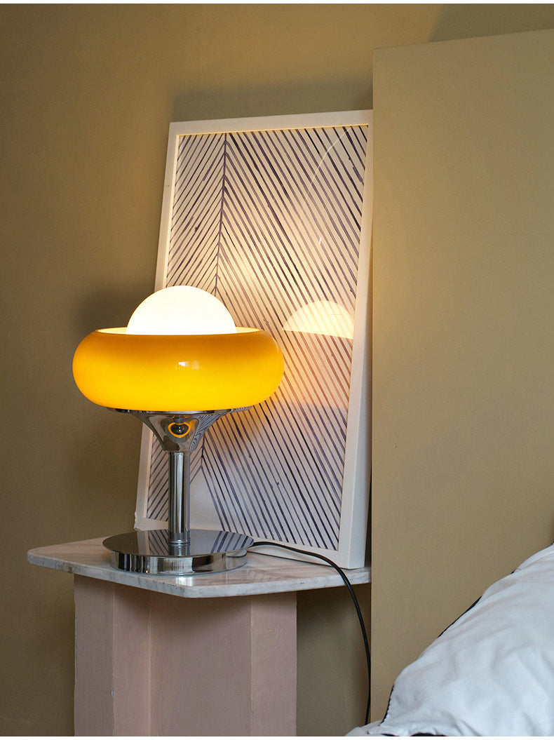 Vintage Bauhaus Glass Table Lamp for Bedside