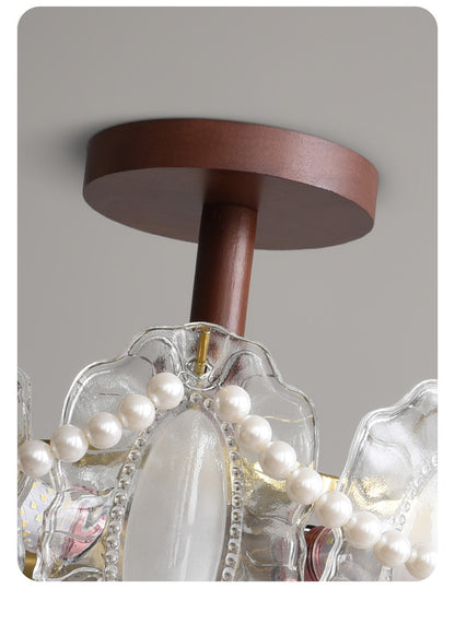 French-style Glass Ceiling Lamp for Living Room