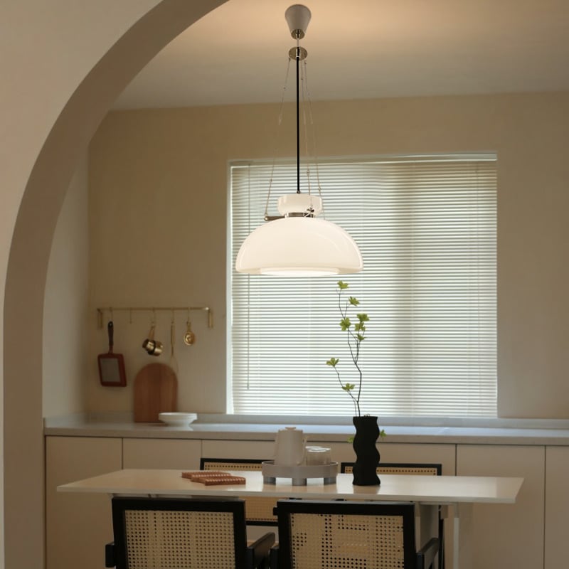 Mid-Century Modern Bauhaus Dome Glass Pendant Light 
