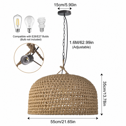 Retro Pendant Lights Hemp Rope Woven Lampshade