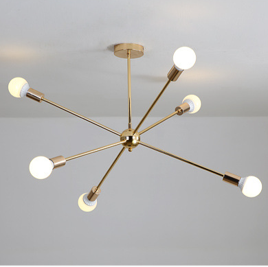 Modern Sputnik Starburst Chandelier - Mid-Century Gold 12-Light Pendant