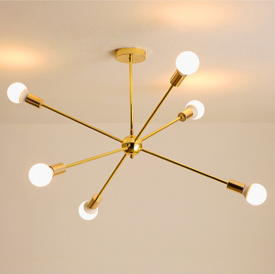 Modern Sputnik Starburst Chandelier - Mid-Century Gold 12-Light Pendant