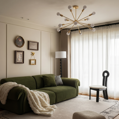 Modern Sputnik Starburst Chandelier - Mid-Century Gold 12-Light Pendant