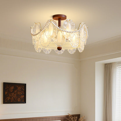 French-style Glass Ceiling Lamp for Living Room