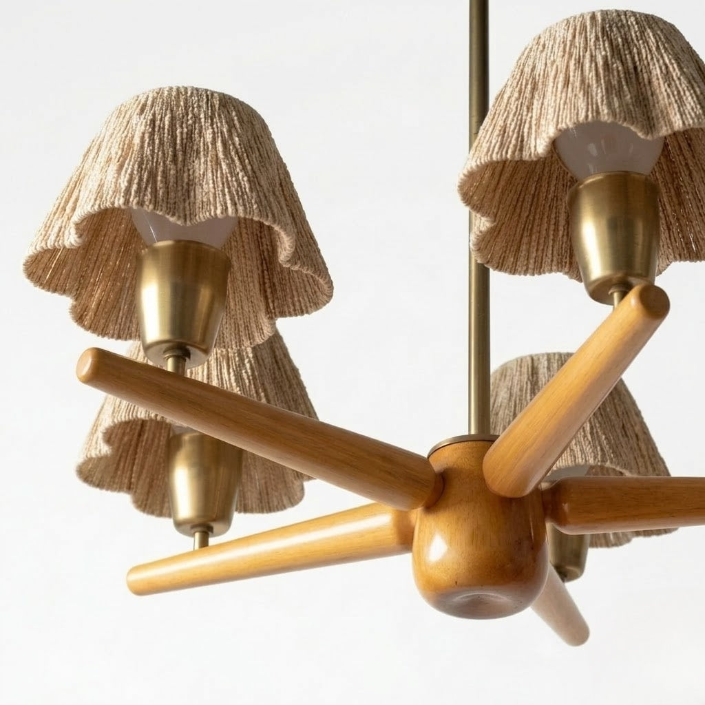Mid-Century Solid Wood Ceiling Light for Dining Room