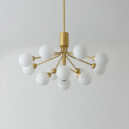 Modern Branching Globe Chandelier - Nordic Gold 18-Light Pendant