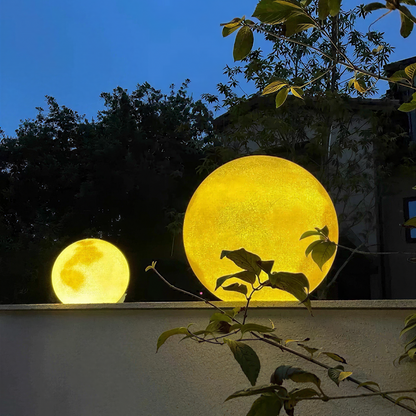 Solar Powered Moon Globe Lamp - Outdoor IP65 Waterproof Hemp Fiber Light