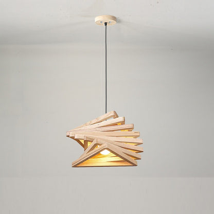 Modern Spiral Wood Triangle Pendant Light - Nordic Helical Chandelier