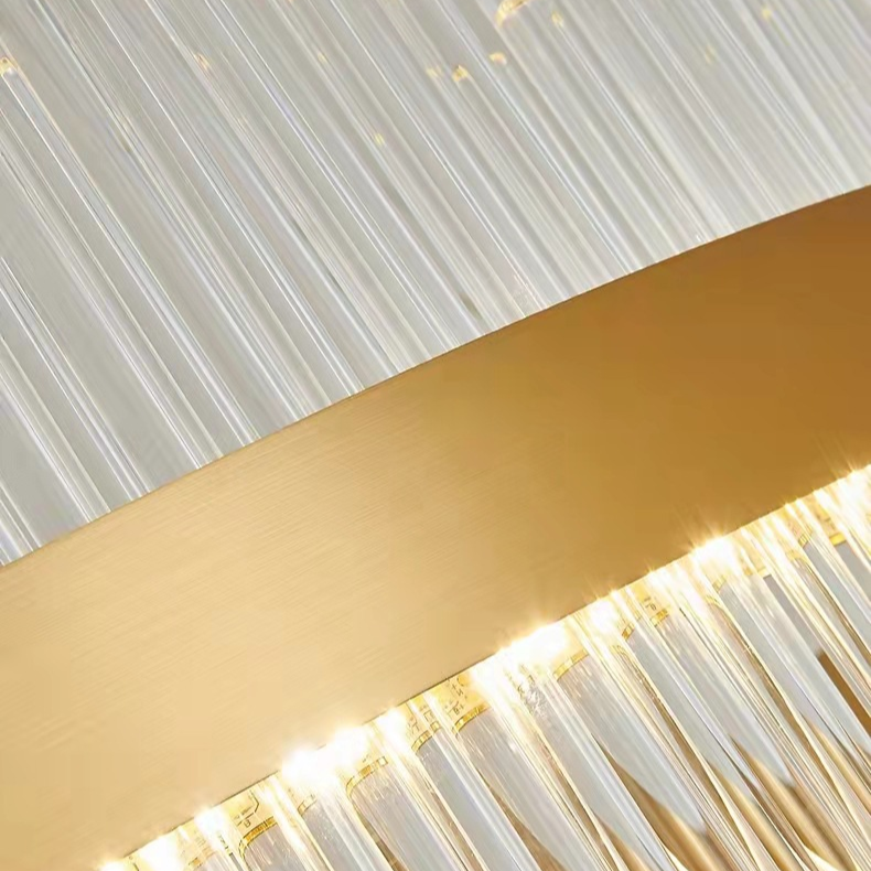 Modern Crystal Wave Chandelier - Luxury Gold Fringe Pendant Light