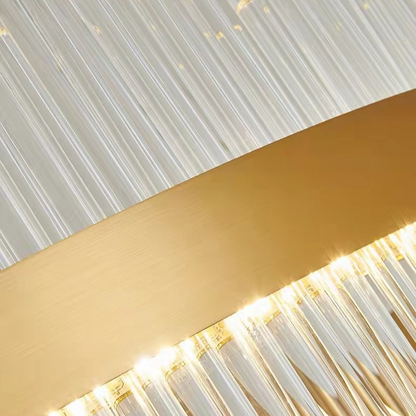 Modern Crystal Wave Chandelier - Luxury Gold Fringe Pendant Light