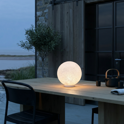 Modern Moon Globe Floor Lamp - Hemp Fiber Orb Table Light