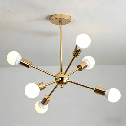 Modern Sputnik Chandelier - Mid-Century Gold Starburst Pendant Light