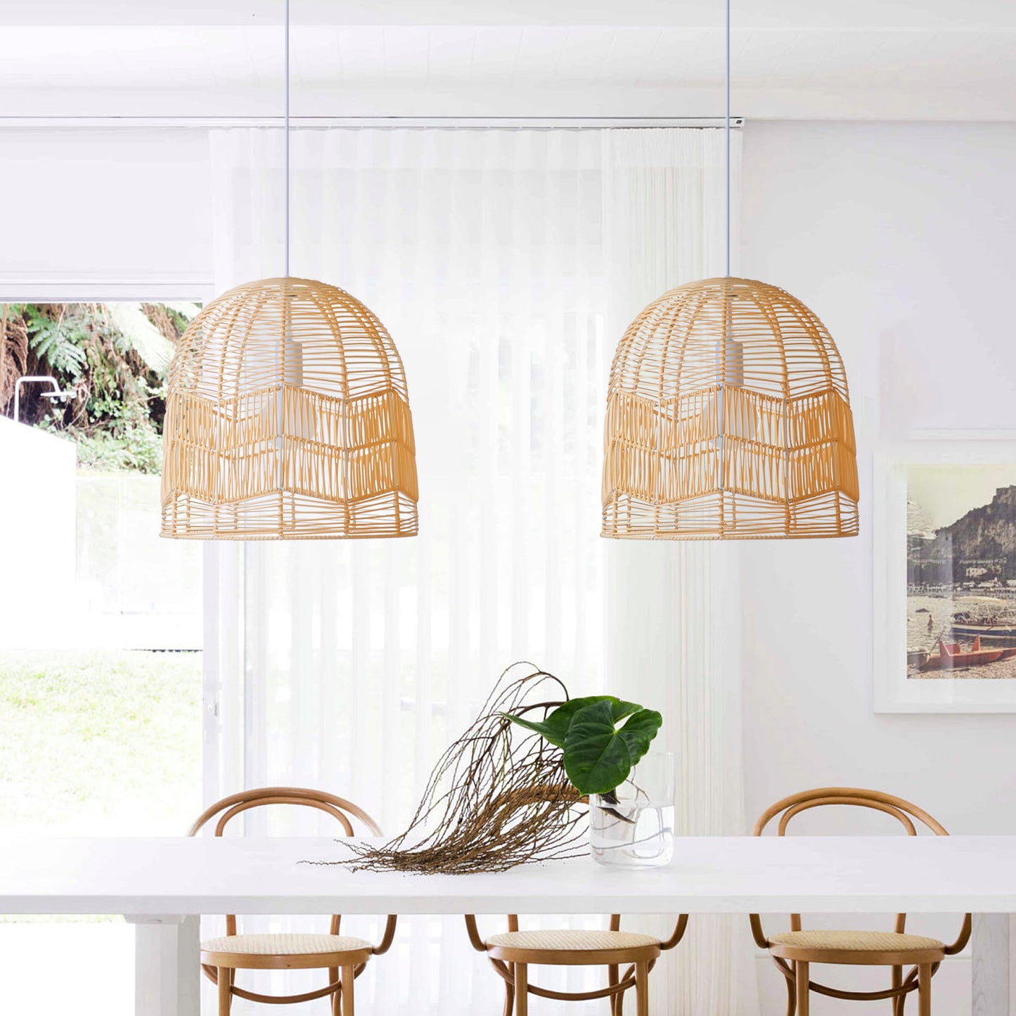 Rattan Pendant Light – Handwoven Natural Bamboo Ceiling Lamp