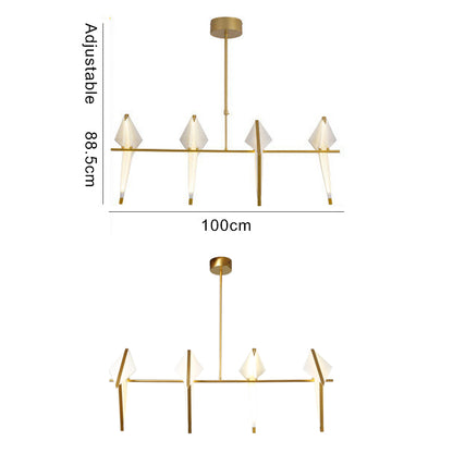 4-Bird Linear Origami Light | Modern Gold Kitchen Island Pendant