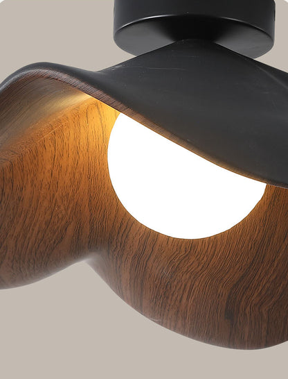 Creative Retro Wood Grain Ceiling Light for Entryway Balcony