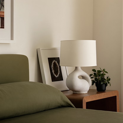Modern Sculptural Biomorphic Table Lamp - Wabi-Sabi Textured Ceramic Light