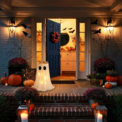 Light-Up Ghost Halloween Candy Bowl with Adjustable Height