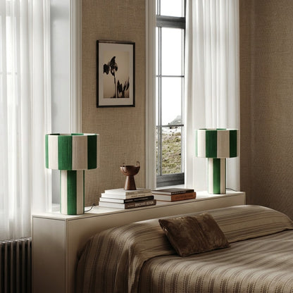 Modern Striped Cotton Cord Table Lamp – Decorative Bedside Light