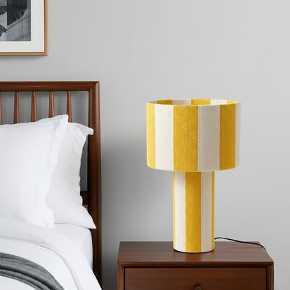 Modern Striped Cotton Cord Table Lamp – Decorative Bedside Light