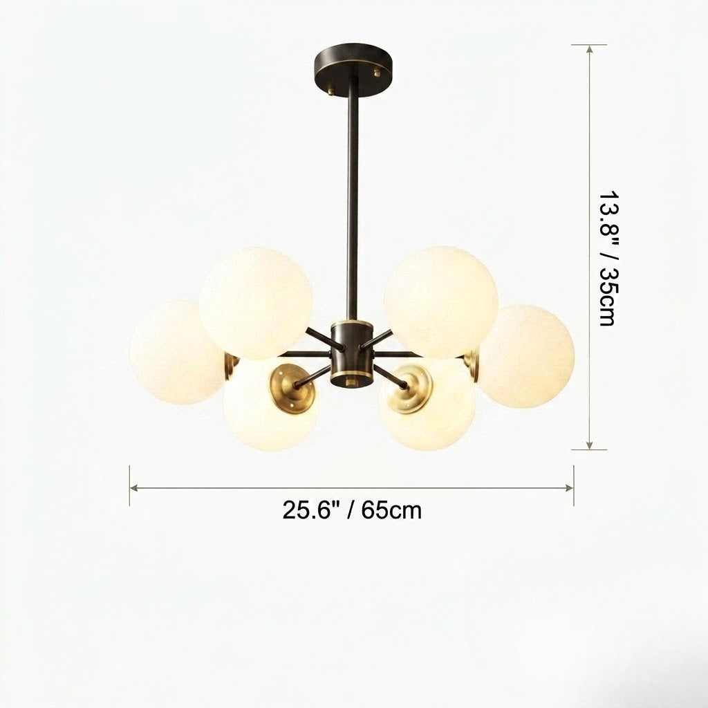 Modern Black & Brass Sputnik Chandelier - 4/6/8 Light Globe Lamp