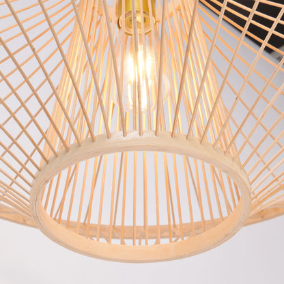 Handmade Bamboo Pendant Light Artistic - Japandi Saucer Bamboo Chandelier