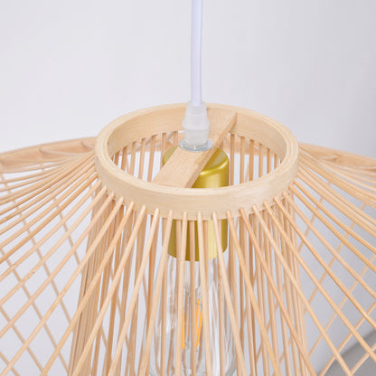 Handmade Bamboo Pendant Light Artistic - Japandi Saucer Bamboo Chandelier