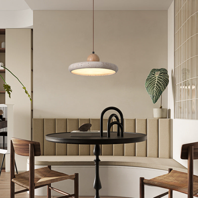Wabi-Sabi Style Yellow Travertine Pendant Light for Dining Table Lamp