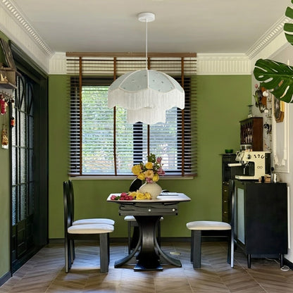 Vintage Floral Fabric Fringe Pendant Light