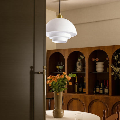 Mid Century Milk Glass Pendant Light - Mid-Century Opal Glass Saucer Lamp