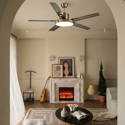 Modern White & Bronze Ceiling Fan with Integrated LED Light