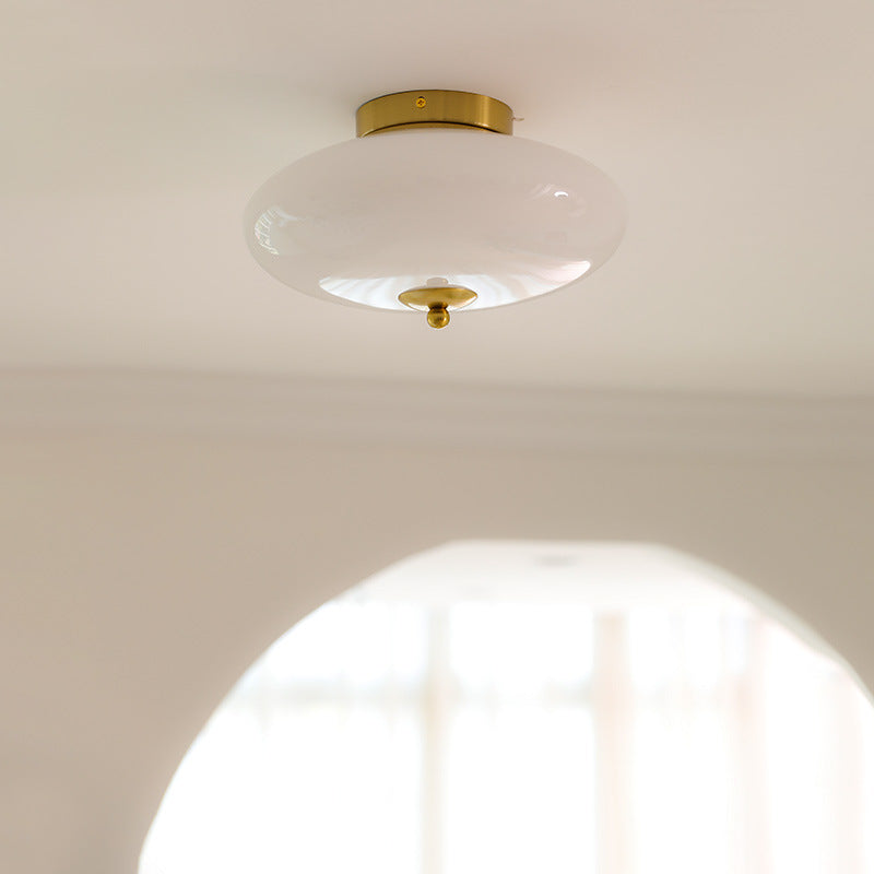 Mid-Century UFO Opal Glass Flush Mount Ceiling Light