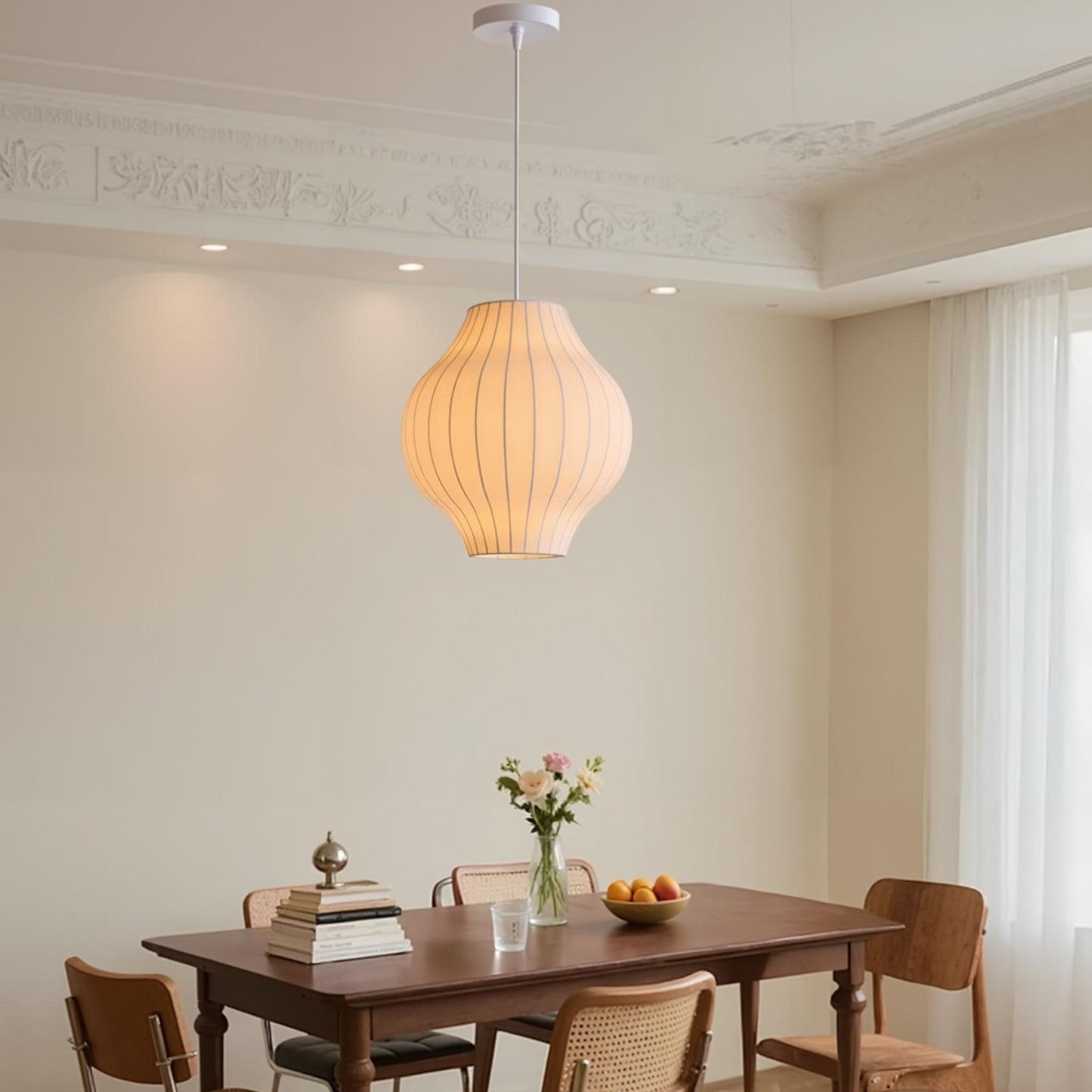 Mid-Century fabric Cocoon Pendant Light - Modern Cloud Bubble Shade Chandelier