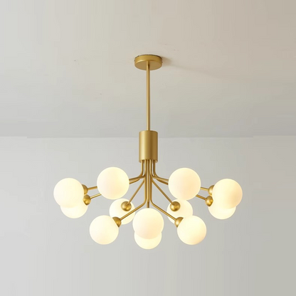 Modern Branching Globe Chandelier - Nordic Gold 18-Light Pendant