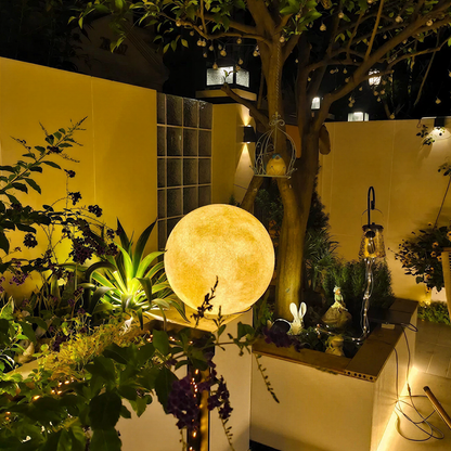 Solar Powered Moon Globe Lamp - Outdoor IP65 Waterproof Hemp Fiber Light
