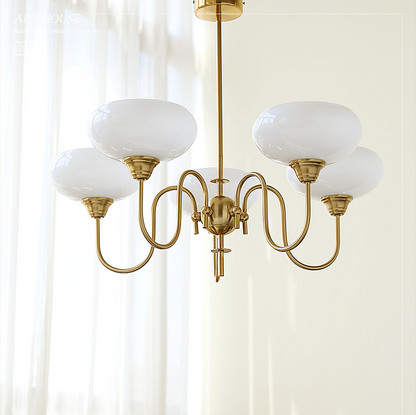Modern Gooseneck Globe Chandelier - Mid-Century French Retro Pendant Light