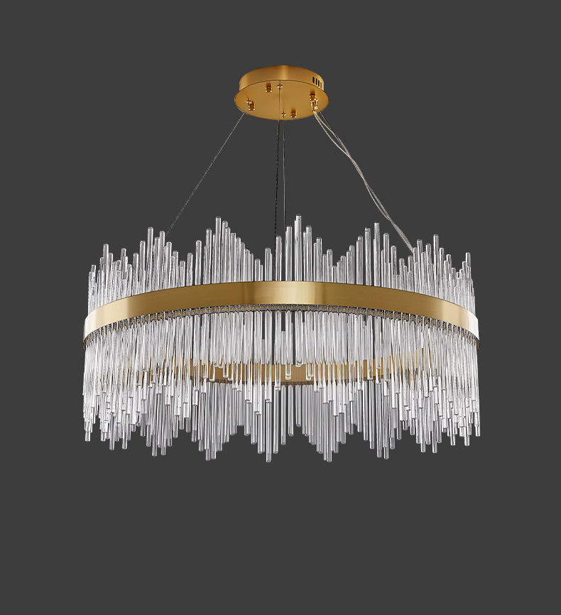 Modern Crystal Wave Chandelier - Luxury Gold Fringe Pendant Light