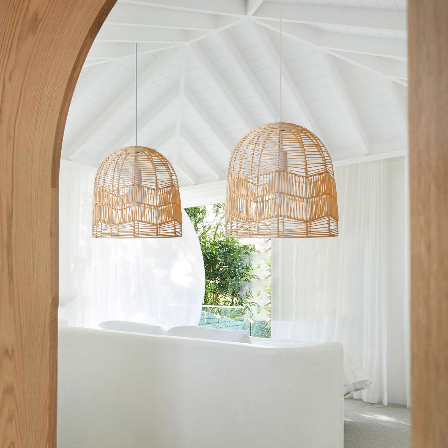 Rattan Pendant Light – Handwoven Natural Bamboo Ceiling Lamp