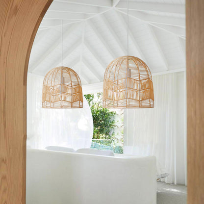 Rattan Pendant Light – Handwoven Natural Bamboo Ceiling Lamp