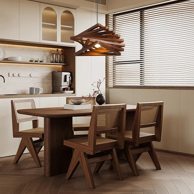 Modern Spiral Wood Triangle Pendant Light - Nordic Helical Chandelier