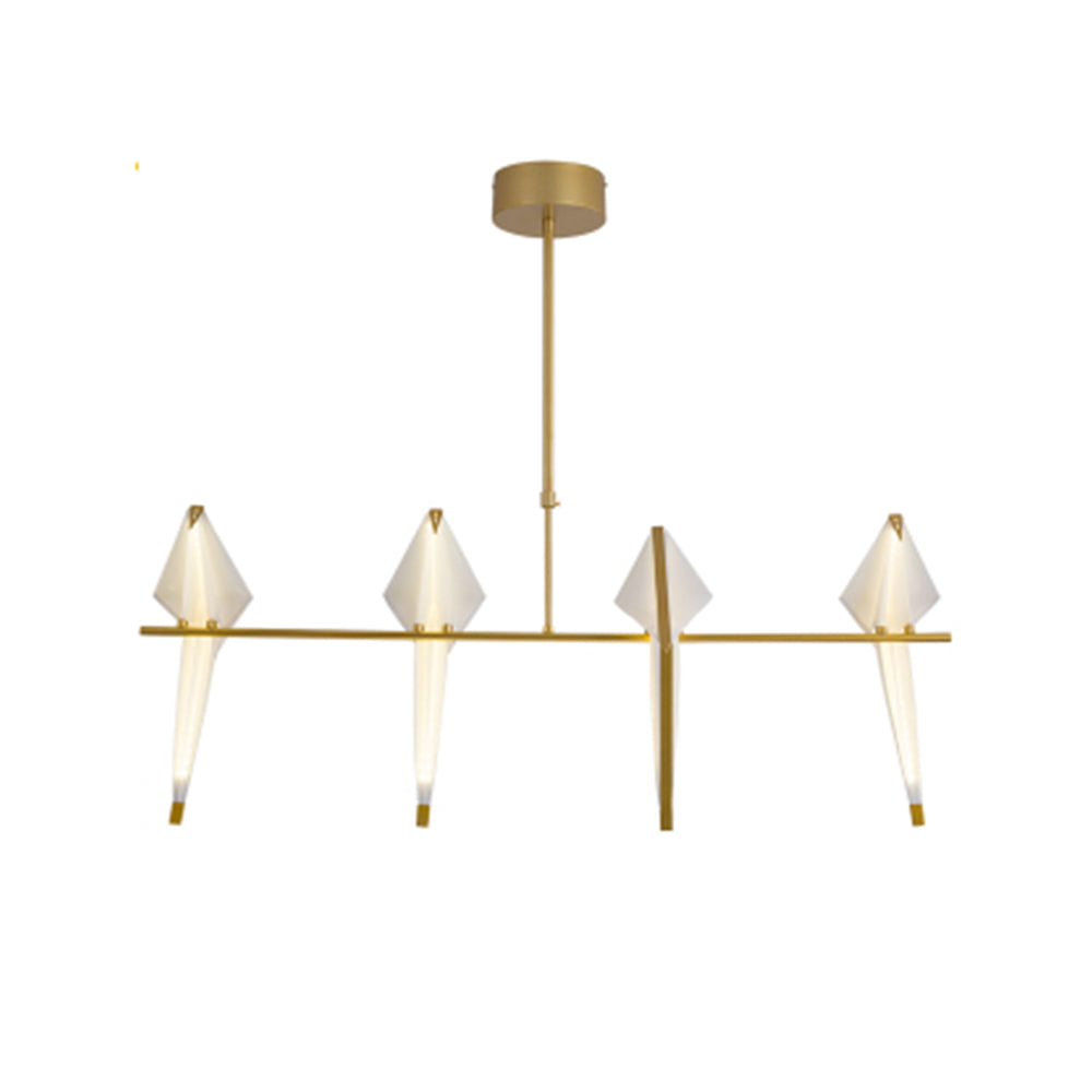 4-Bird Linear Origami Light | Modern Gold Kitchen Island Pendant