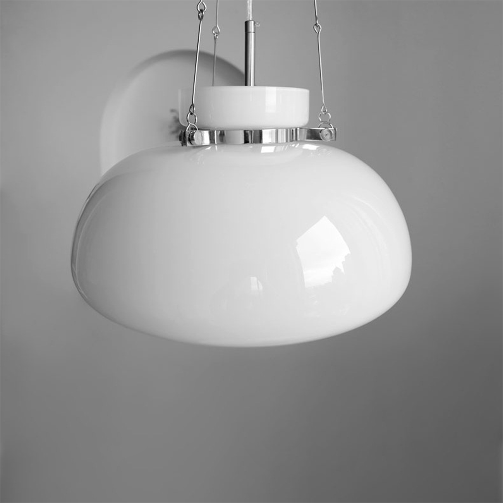 Mid-Century Modern Bauhaus Dome Glass Pendant Light 